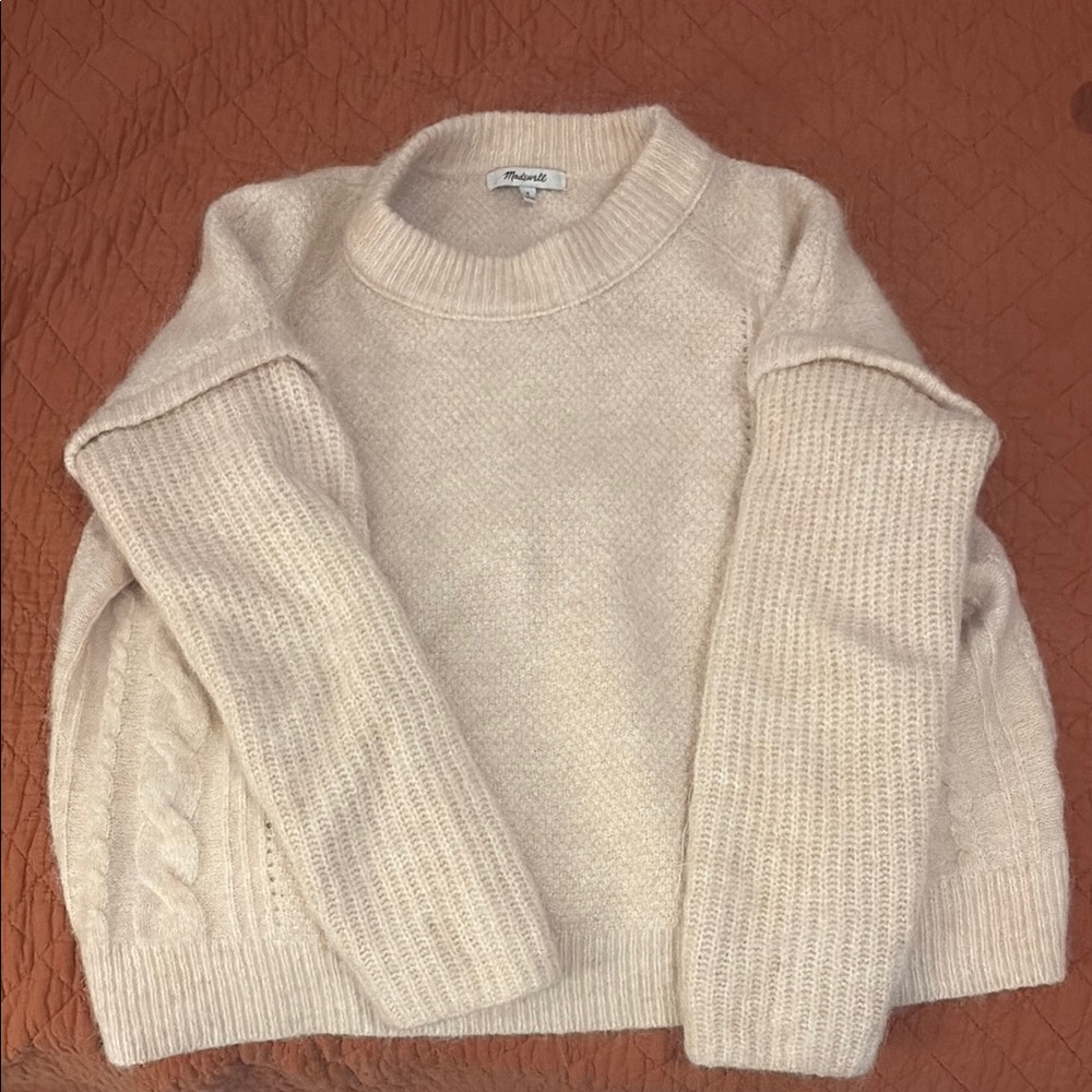 Madewell Cream Chunky Knit Crew Neck Sweater